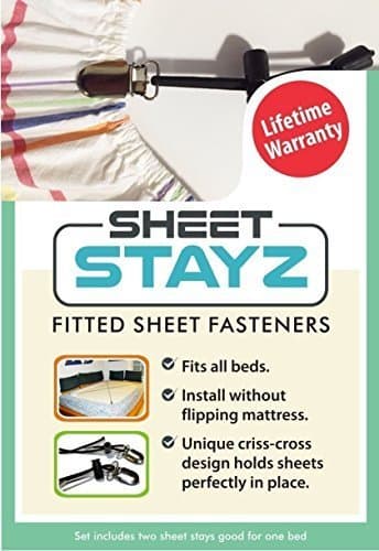 Sheet Stays - Set of 2 Criss Cross Fitted Sheet Fasteners (i.e. Sheet Grippers) for One Bed of Any Size