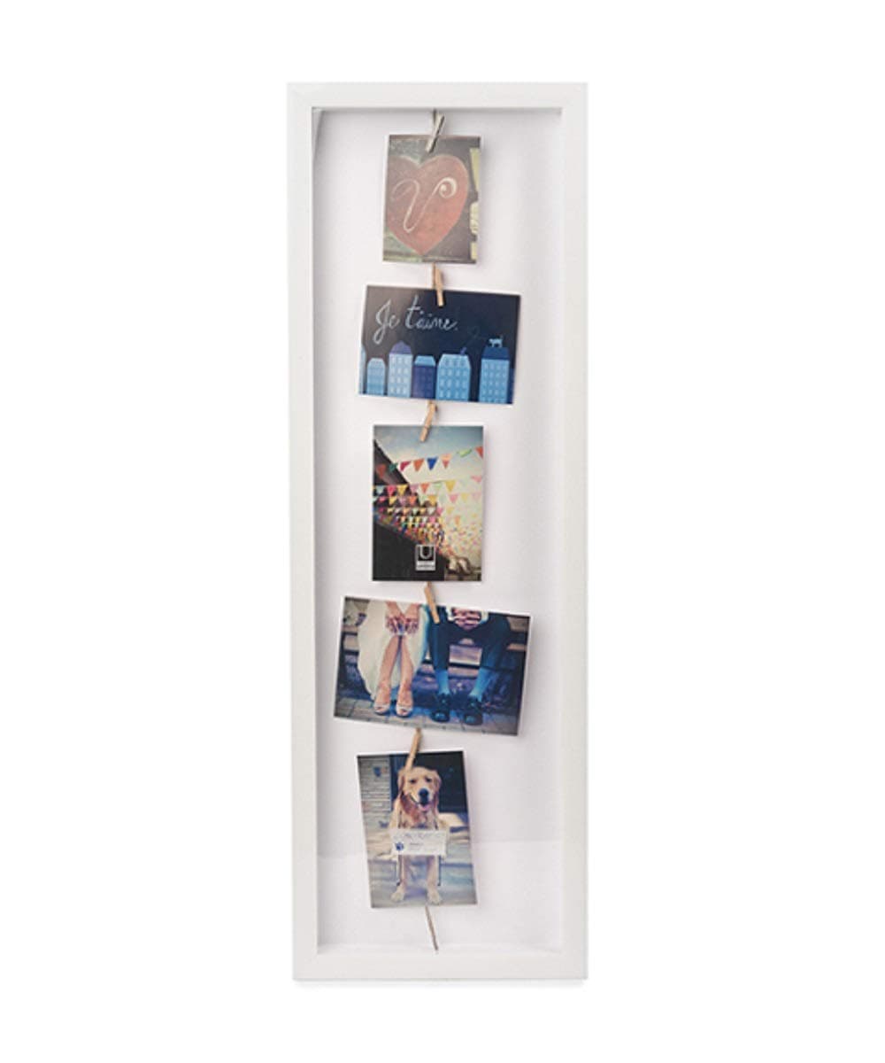 Umbra 311020-660 Clothesline Flip Photo Display, Photo Display, Picture Hanging Wire/Clothespin Photo Display, White