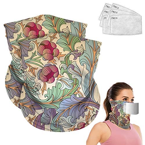 2Pcs Neck Gaiter Face Mask Bandana with 6 Carbon Filter Pads Unisex Breathable Buff Cloth Mask Reusable for Protection(mask-2P-02)