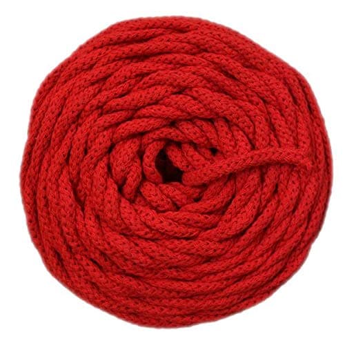 GANXXET Red Macrame Braided Cord 5mm x 55Yards | Recycled Macrame Cotton Rope | Strong Twisted Cotton Rope for DIY Crafts, Wall Hangings, Plant Hangers, Decorative Projects, Weaving, Crochet