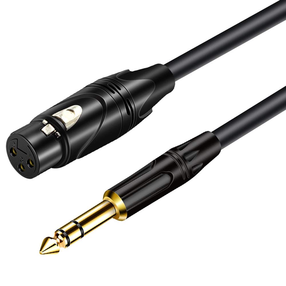 1/4" to XLR, 6.35MM TRS male Stereo Jack to 3 pin XLR Female Cable for Microphone, Mixer, Guitar, AMP, Speakers, 6.5MM XLR Balanced Microphone Audio Cable (1M)