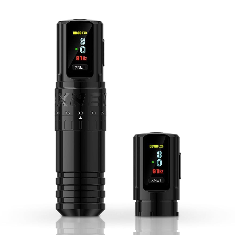 XNET Vipera Adjustable Stroke Tattoo Machine - Wireless Tattoo Gun, Rotary Cartridge Tattoo Pen with Extra 2400mAh Battery, Coreless Motor, Black