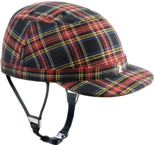 Yakkay Paris Blue Red Check Bicycle Helmet Cover (WITHOUT HELMET!): Large (57-59cm)