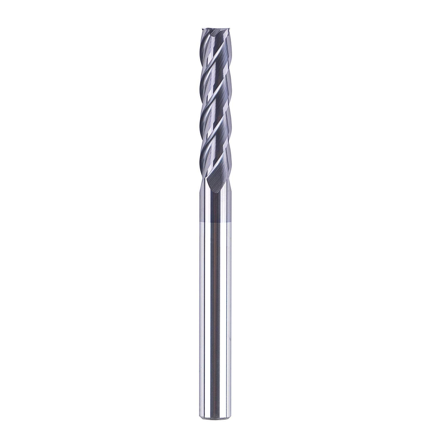 12411 4 Flutes Carbide CNC Square Nose End Mill, 1/4 inch Shank Diameter, 3 inch Long, Upcut CNC Router Bit with Coated