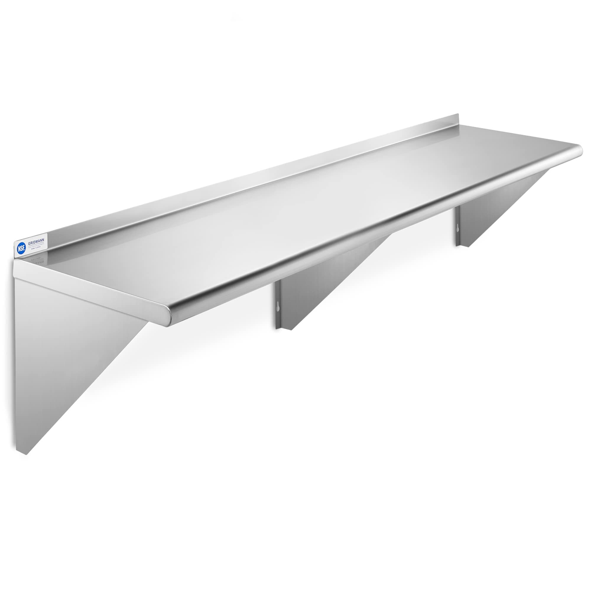 GRIDMANN NSF Stainless Steel 14" x 60" Kitchen Wall Mount Shelf Commercial Restaurant Bar w/ Backsplash