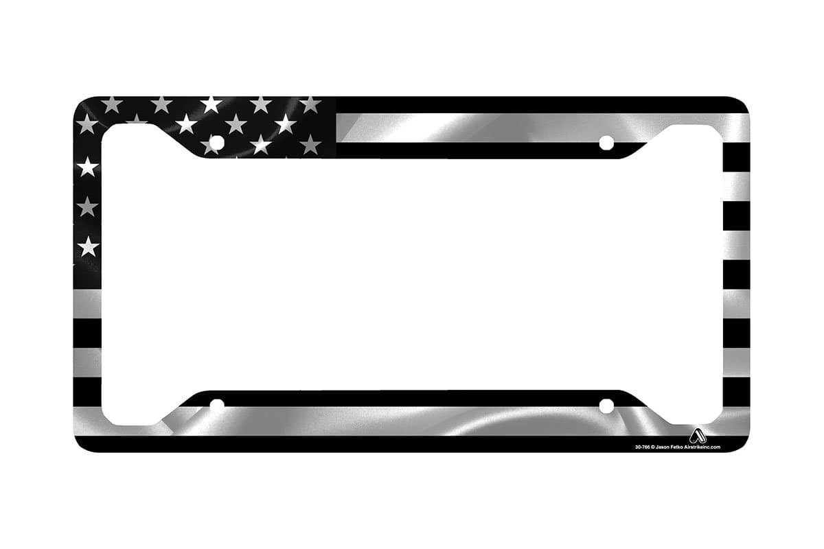 Airstrike Black American Flag License Plate Frame, American Flag Car Tag Frame, US License Plate Frame, United States Flag License Plate Frame-30-766