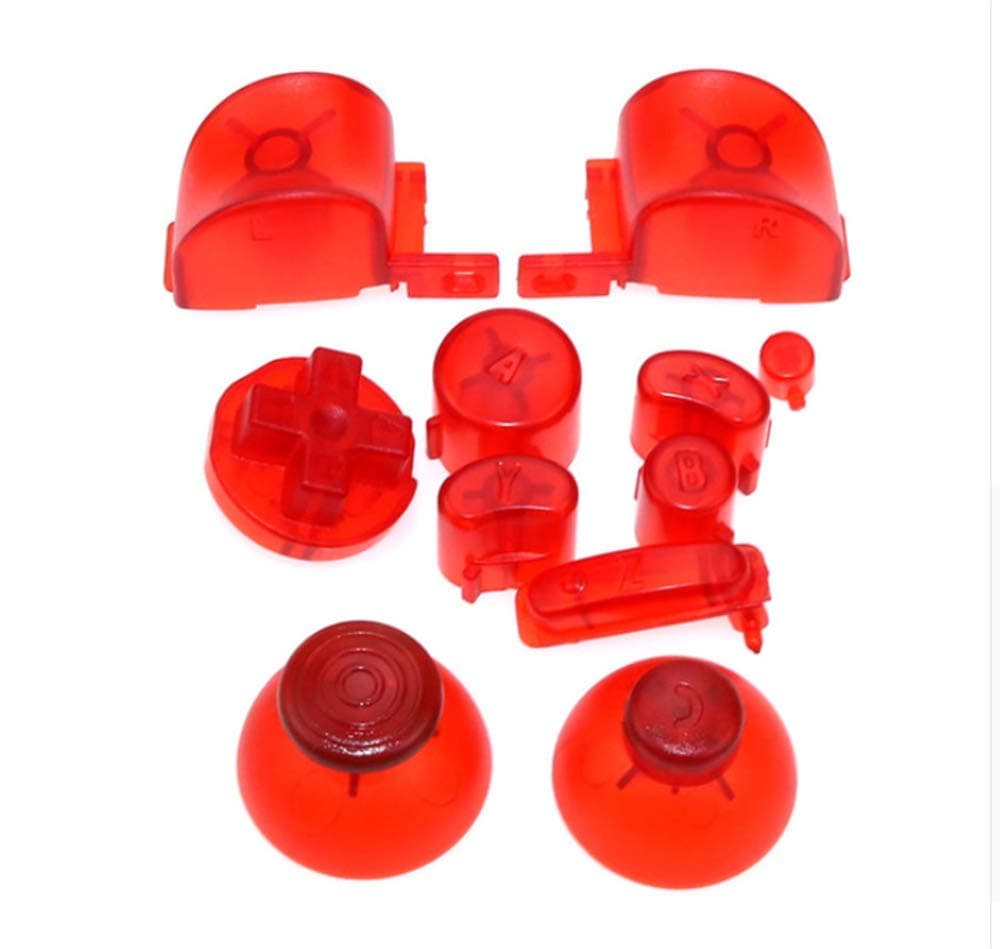 ABXYZ Buttons +Thumbstick D-pad Mod Set for Nintend NGC Controller（Clear Red）