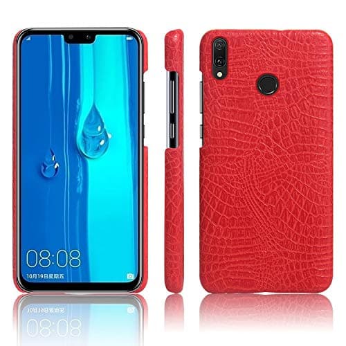 Huawei Y9 2019 Case,Abeike Luxury Classic Crocodile Skin Pattern [Ultra Slim] PU Leather Anti-Scratch PC Protective Hard Case Cover for Huawei Y9 2019 (Red)