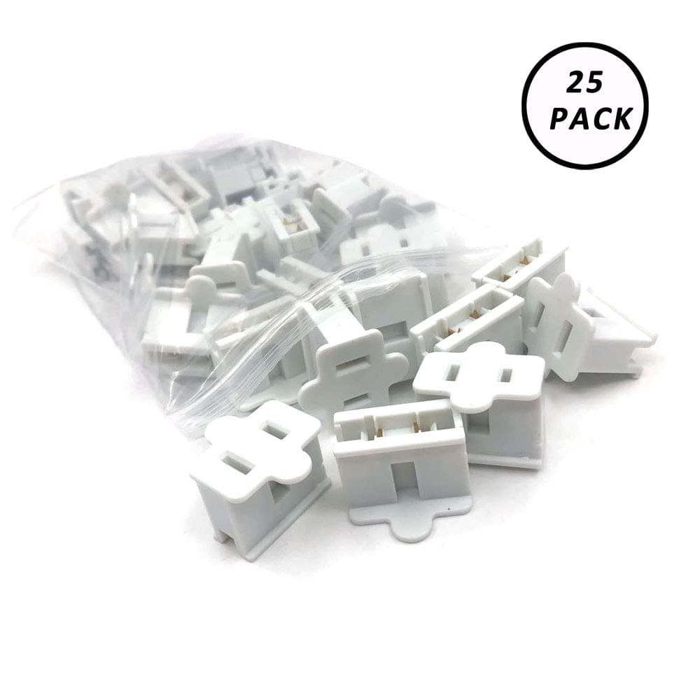 Aniai (25) Pack Vampire Plug,Slip and Slide Plug Add,Extension Cord Ends Male and Female,Replacement Electrical Plug 2 Prong,SPT-1/2 Wire (spt1 Female, White)