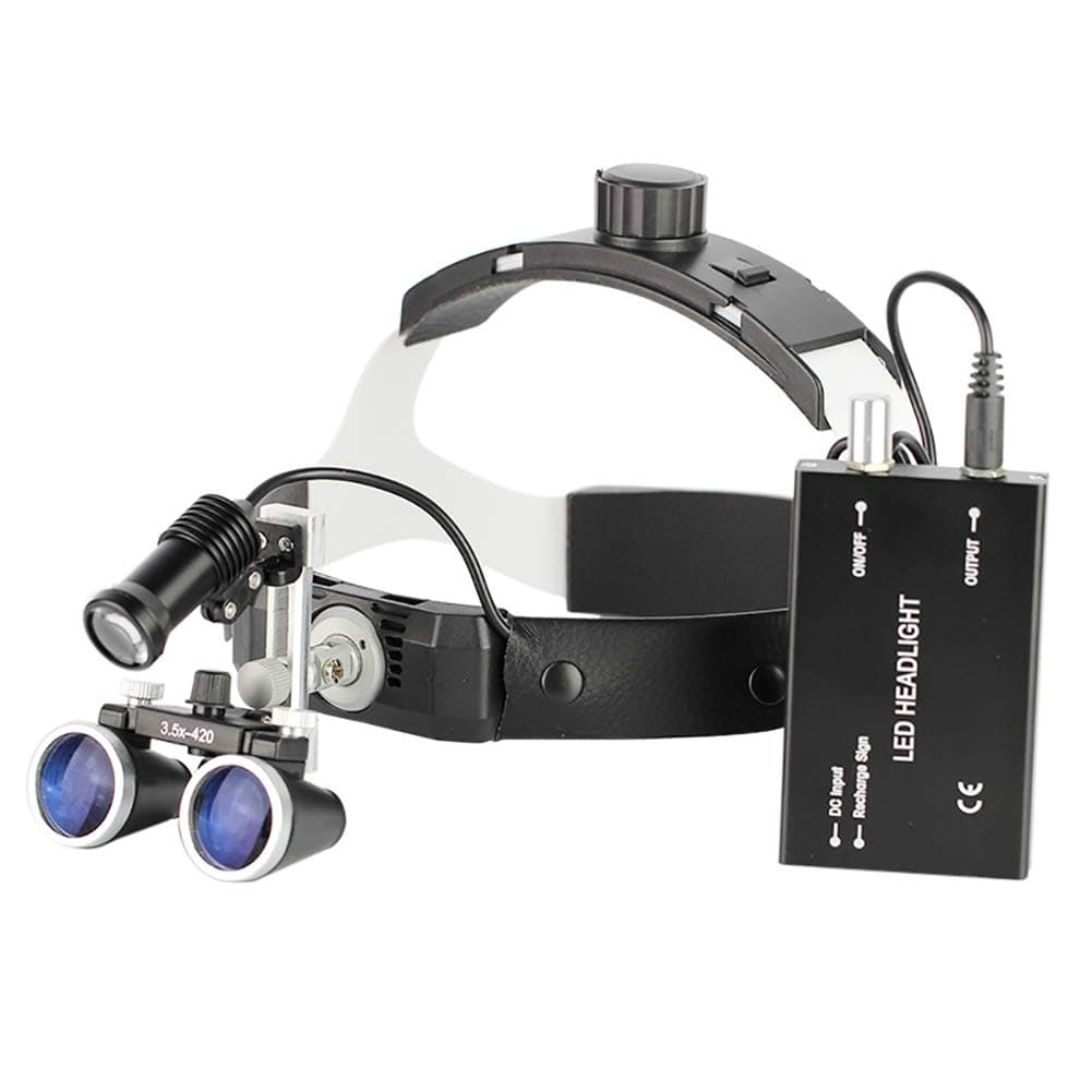 Surgical Binocular Loupes Leather Headband with 3W LED Headlight Lamp Helmet Dental Surgical Loupe Operation Medical Enlarger Clinical