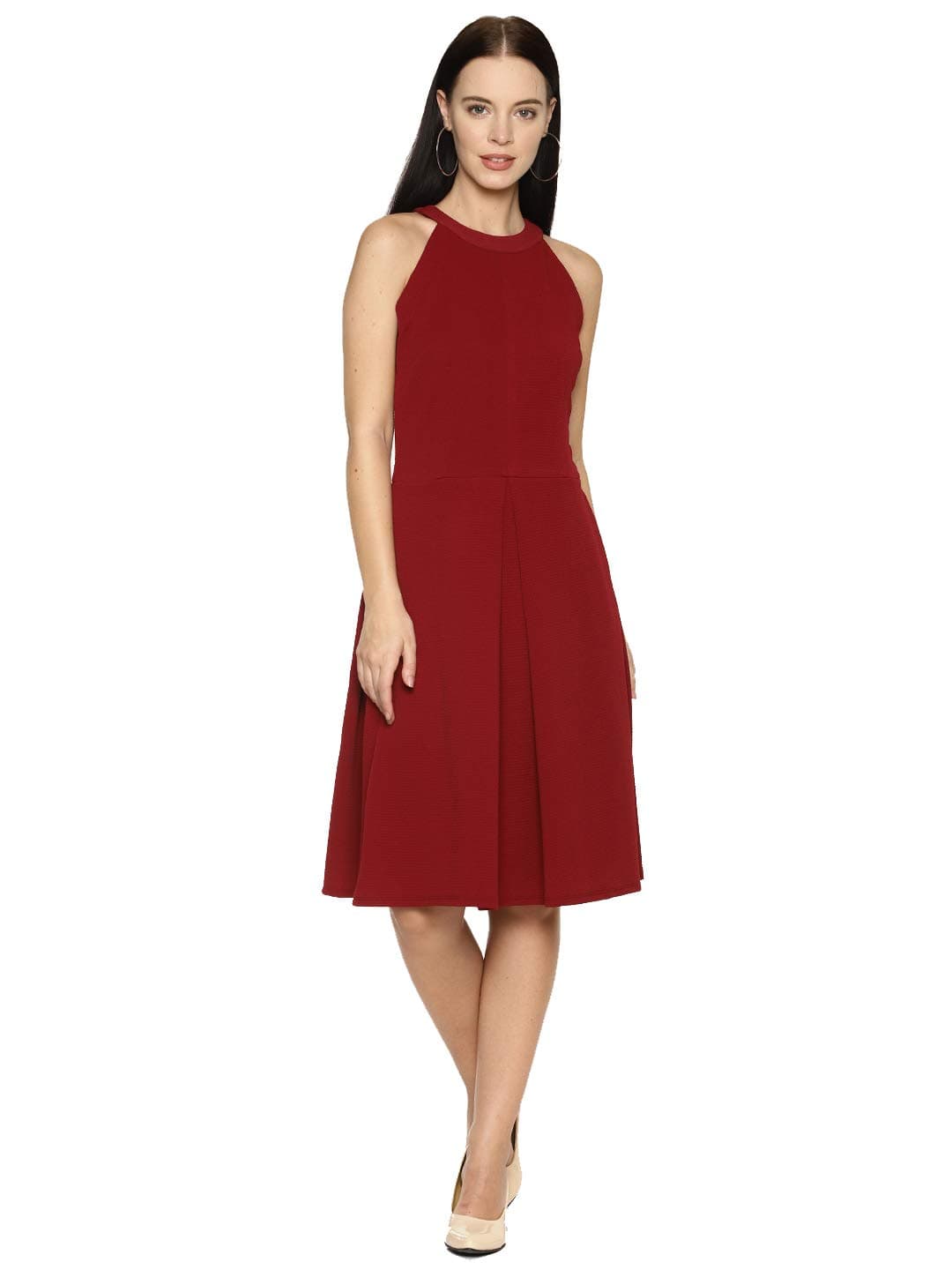 AARA Women's Polyester A-Line Midi Wedding Dress