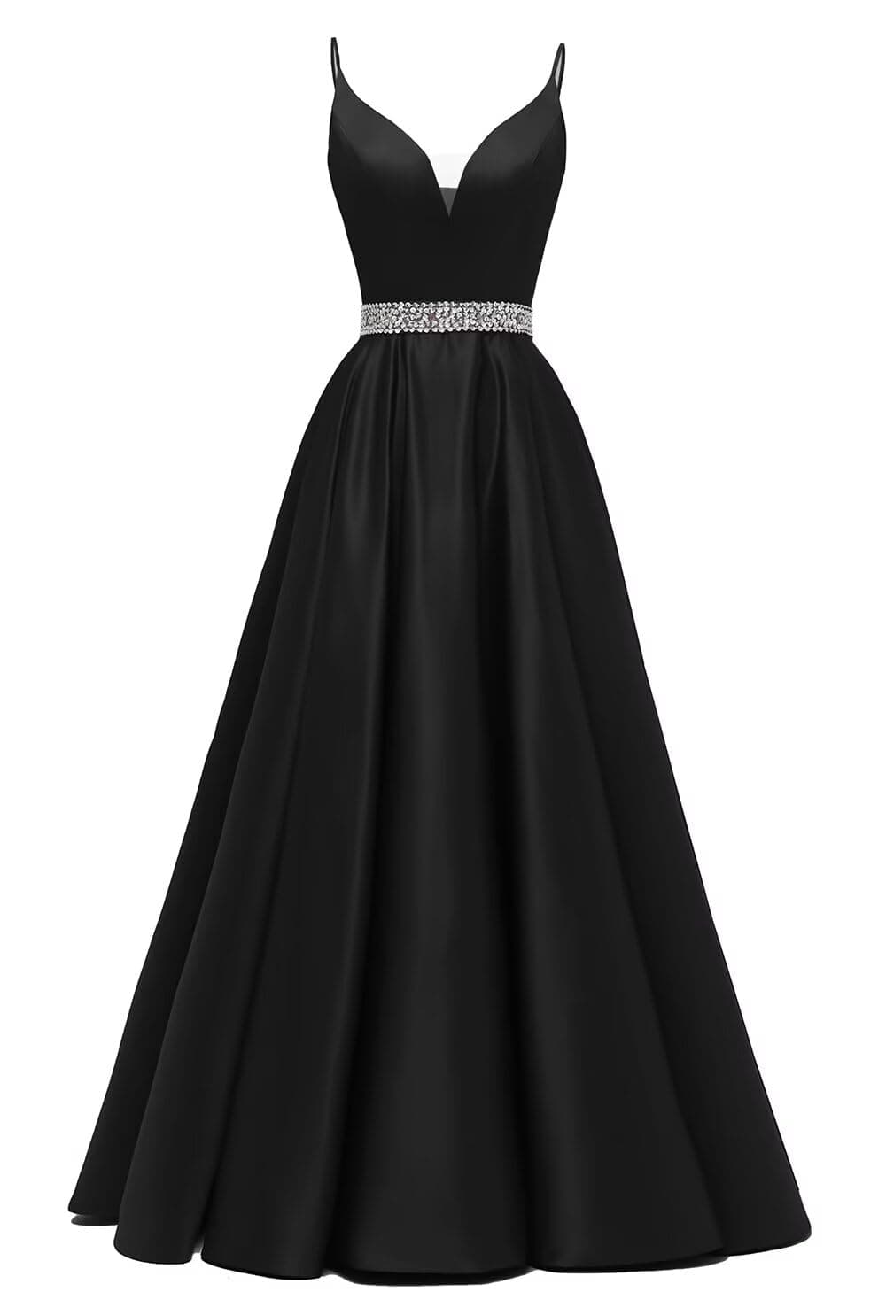 Yexinbridal Satin Prom Dresses Long for Women 2026 Spaghetti Straps Beaded V-Neck Formal Evening Party Gowns