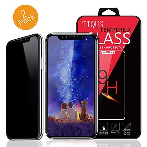 TIQUS 2Pack 5.8" Privacy Screen Protector Anti-Spy 9H Tempered Glass Film Compatible for iPhone Xs/X [3D Curved] [Black]