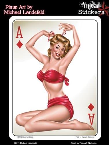 Yujean Stickers Ace of Diamonds Pinup Girl Sticker (JA469)