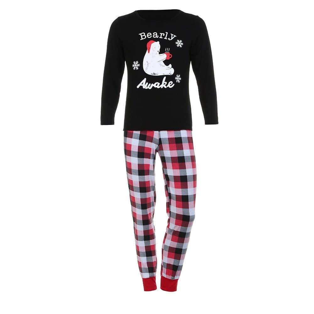 WensLTD Family Pajama Set, Matching Family Pjs Christmas Bear Pint Pajamas Set Blouse + Lattice Pants