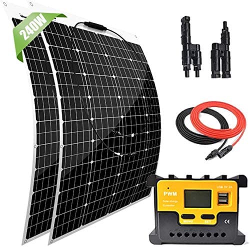 Giosolar200 Watt 12 Volt Solar Marine Kit Monocrystalline Panel with 20A LED Charge Controller for RV Solar Charging Off-Grid System