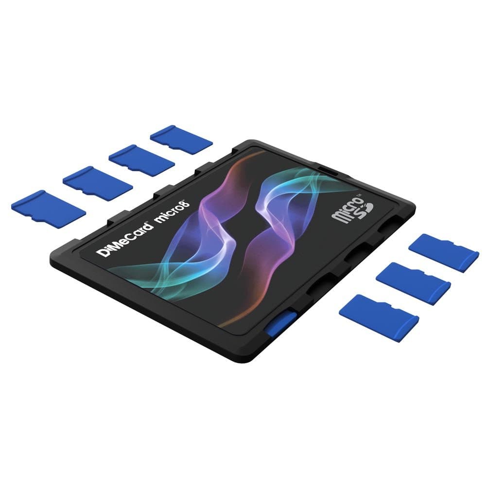 DiMeCard micro8 microSD Memory Card Holder Case - COLOR WAVE EDITION (Ultra thin credit card size holder, writable label)