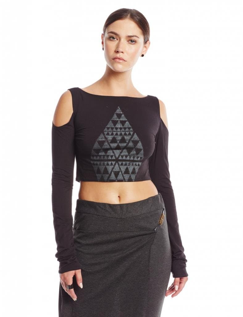 Kim Mesches Women's Crop Top with Print Black