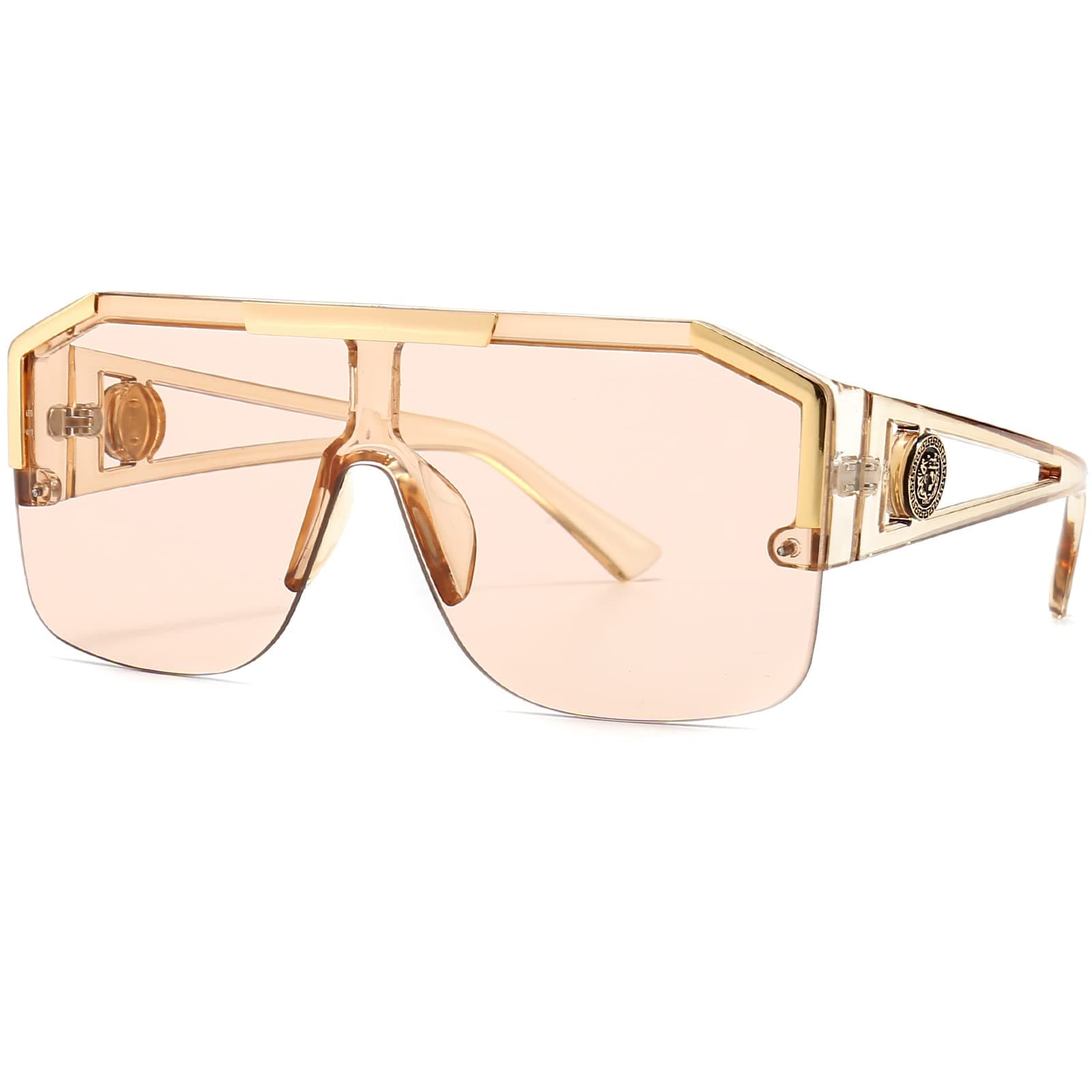 Square Oversized Sunglasses Flat Top Shield Sun Glasses for Men Women One Lens Square Shades