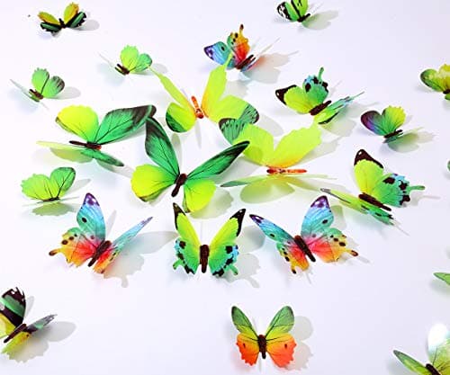 cotyledon 36PCS Butterfly Wall Decals - 3D Butterflies Wall Stickers - Green