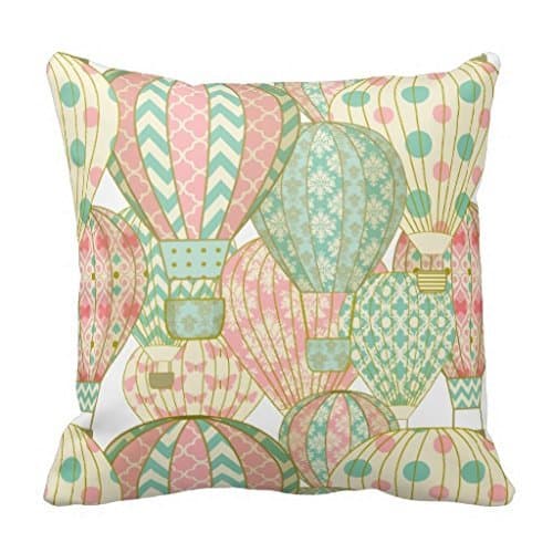 Pastel Pink And Blue Hot Air Balloons Pillow Case 18" * 18"