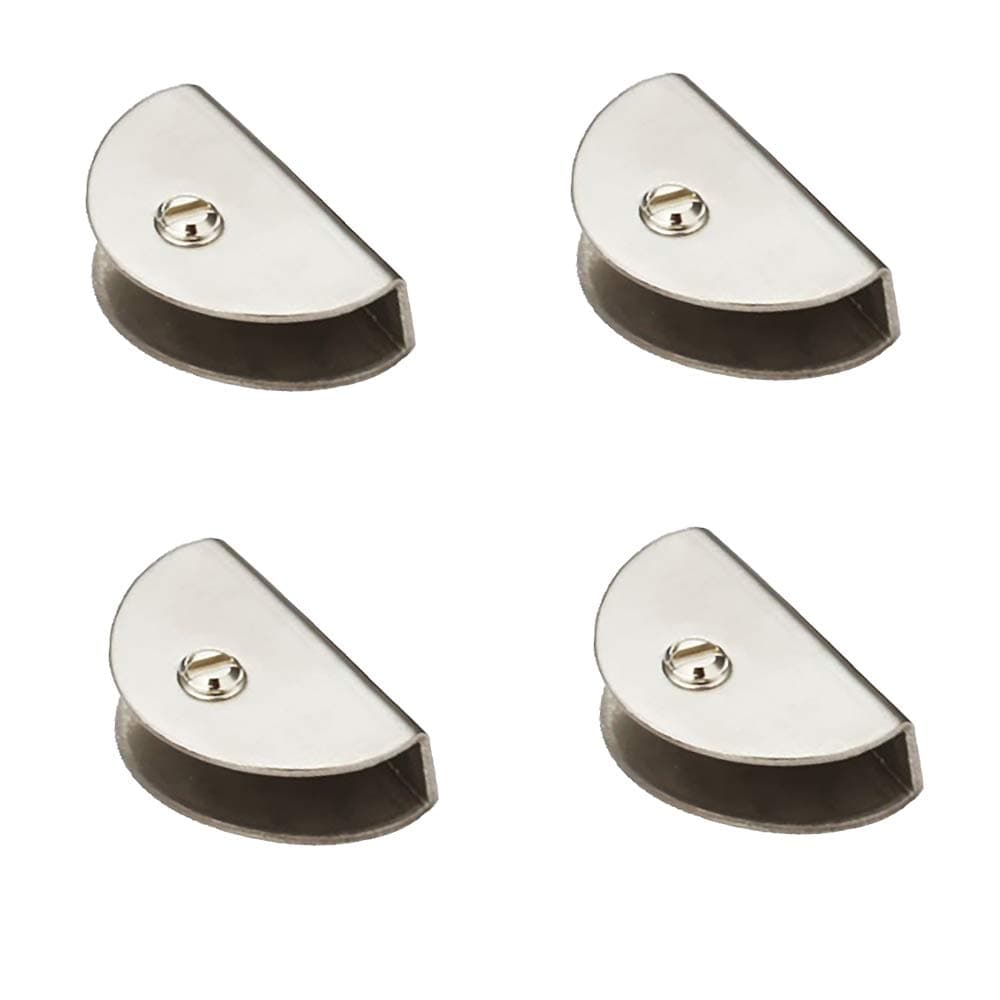 FYTRONDY Stainless Steel Adjustable Frame Less Semi-Circle Glass Shelf Clamp Clip (Large)