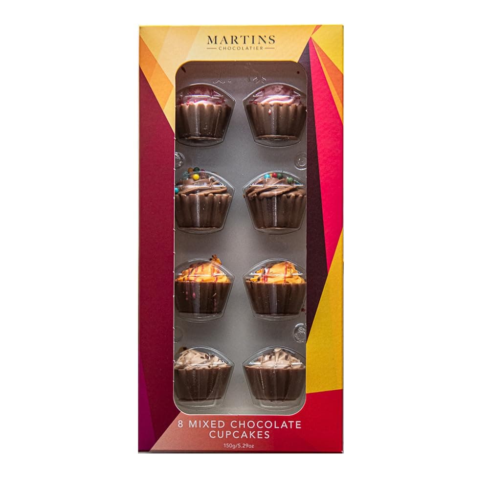 Martinâ€™s Chocolatier Assorted Chocolate Cupcakes, 8 Truffles 4 Different Flavours, Luxury Chocolate Gift Box (150g)