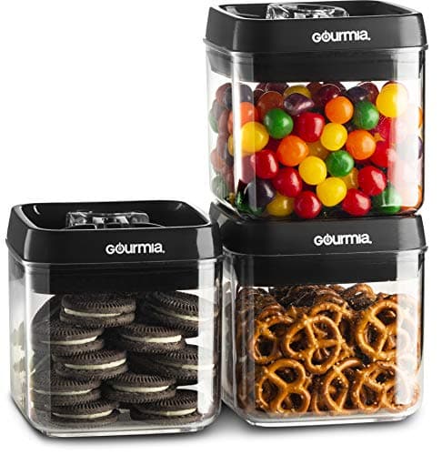 Gourmia GEC9785 Airtight Food Storage Containers, 3 Pack, 2.3 Liter – Stackable, Easy Lock Clear Organizers with Airtight Lids - Preserves and Keeps Dry Goods Fresh and Dry – Space Saving, BPA Free