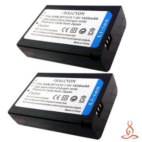 Two Halcyon 1850 mAH Lithium Ion Replacement Battery for Samsung NX20, NX30, WB2200F Digital Cameras and Samsung BP-1410