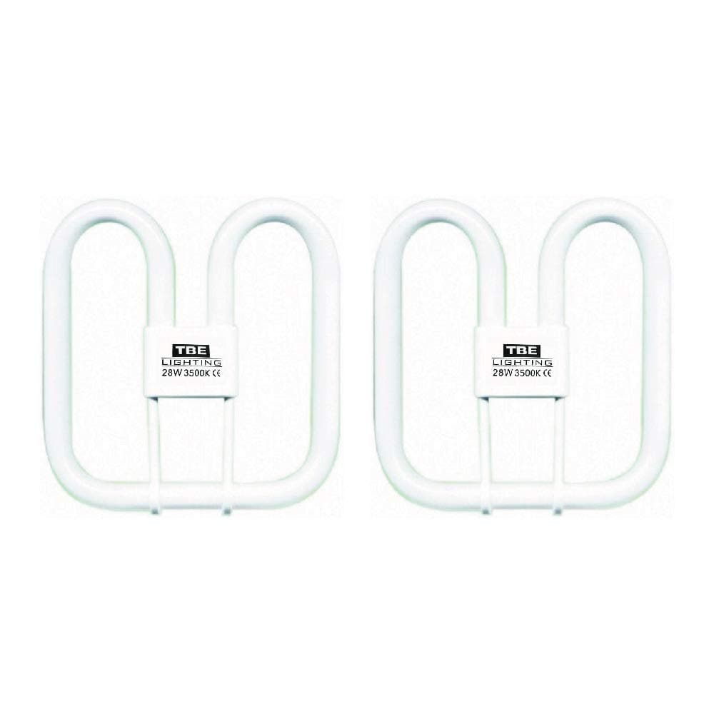 TBE Lighting 28w 2D 4-PIN CFL Energy Saving Lamps - DD Fluorescent Bulbs - 4-Pin GR10q Base Fittings - Long Life Lamp, Soft White 3500K (2-Pack) [Energy Class A]