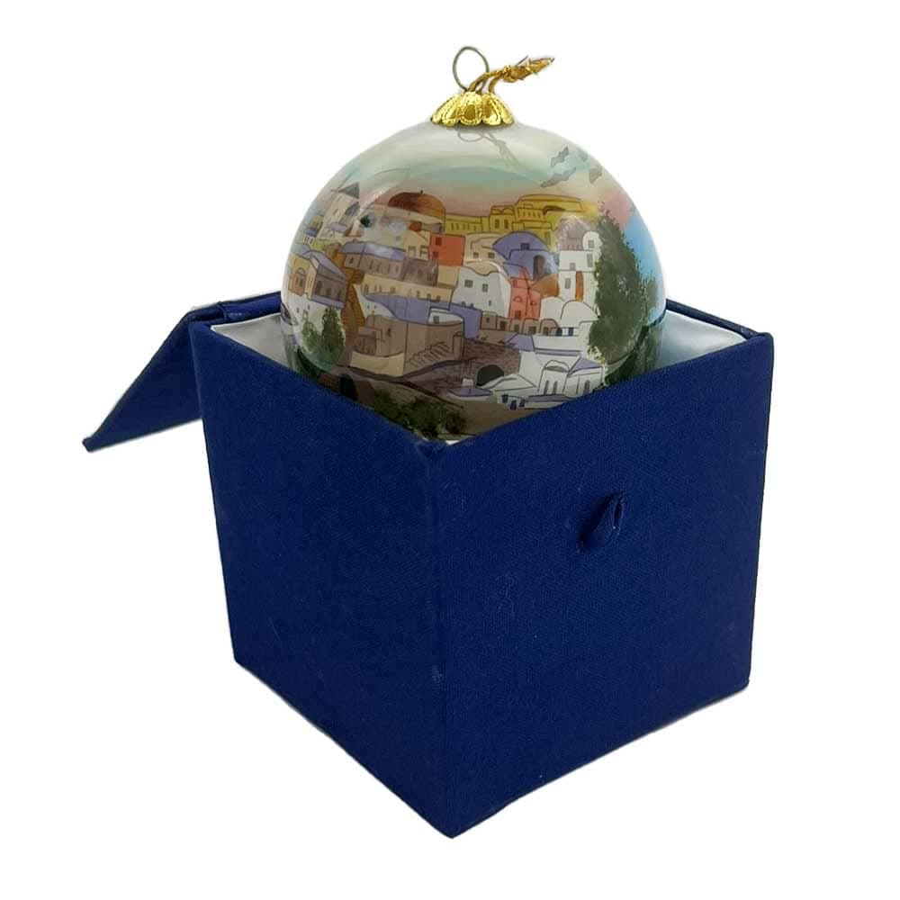 Greek Christmas Tree Glass Ornament Santorini Sunset - Greece…