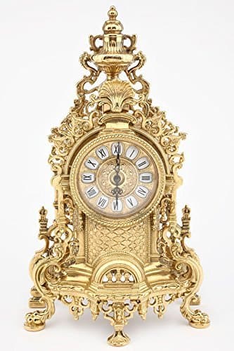 Baroque French-style Polished Brass Shelf / Table Clock