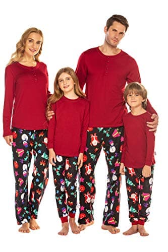 EkouaerChristmas Pajamas Matching Family Pj Set Long Sleeve Tops and Plaid Pants for Sleepwear Soft Loungewear Pjs