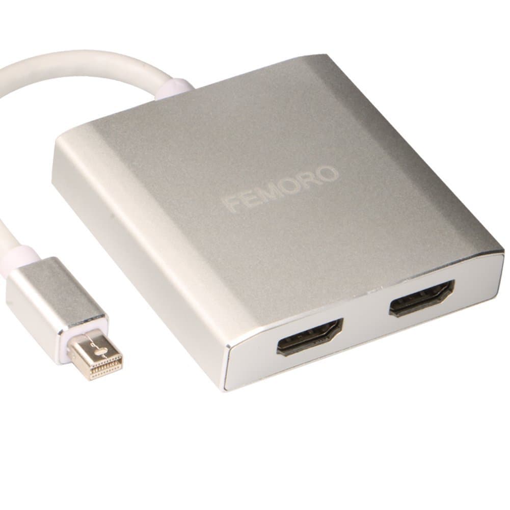 Mini DisplayPort to 2 HDMI MST Hub (Windows PCs Only), FEMORO mDP 1.2 to Dual HDMI Splitter Adapter for Surface Pro 3/4