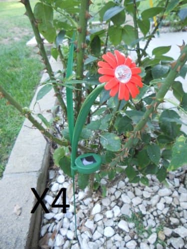 Set of 4 Beautiful Garden Decorative Gerbera Red Color Paddle Daisy Flower Solar Light