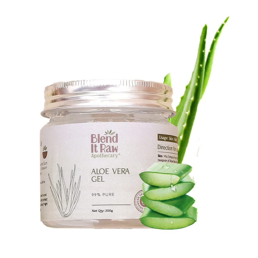 Organic Aloe Vera Gel For Face, Skin & Hair | 99% Pure Aloe Pulp & Juice | Soothing, Moisturizing & Conditioning | Paraben & Fragrance Free, 200g