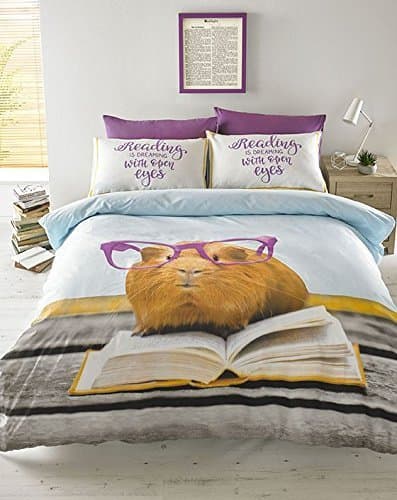 #BEDDING GERALDINE GUINEA PIG READING IS DREAMING SINGLE DUVET COVER