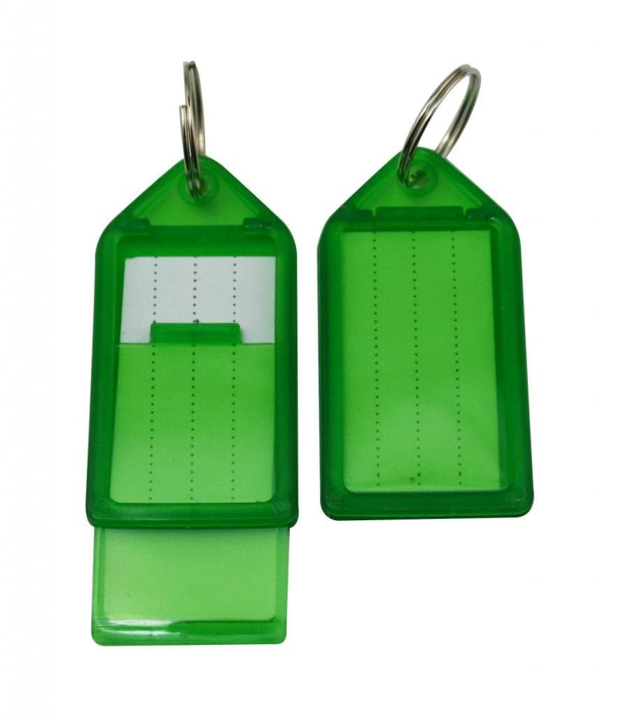 Key Fobs Luggage ID Tags with Key Ring 2.9" X1.5" Color Transparent Green Pack of 15