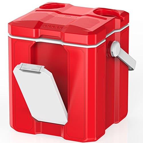 Ice Cooler Box For Shipping For Outside Camping Mini Plastic box with Bluetooth Stereo Speaker Inside13 Quart,12 Liter,18 Cans Red With White Color