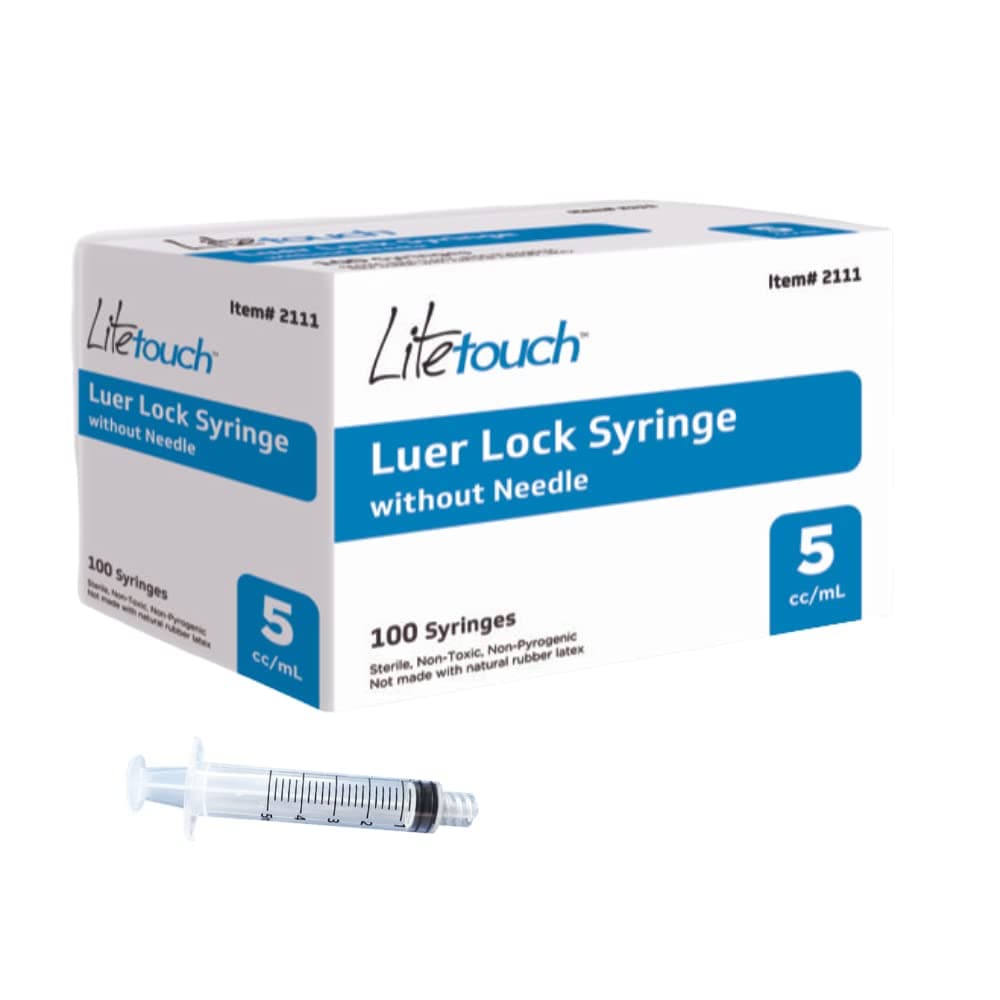 5mL Luer Lock Syringe, Sterile, Individually Sealed - 100 Syringes per Box (no needle)