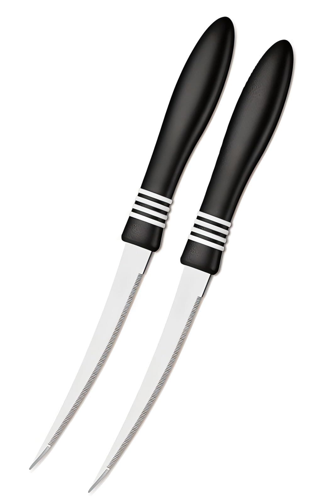 AT-001 Concord Kitchen Knife, Stainless Steel Multipurpose Table Knife for Dining and Vegetable Chopping, Serrated Edge, 12 cm (Black)