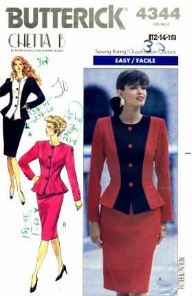 Butterick 4344 Sewing Pattern Misses Chetta B Top and Skirt Size 12 - 16 - Bust 34 - 38
