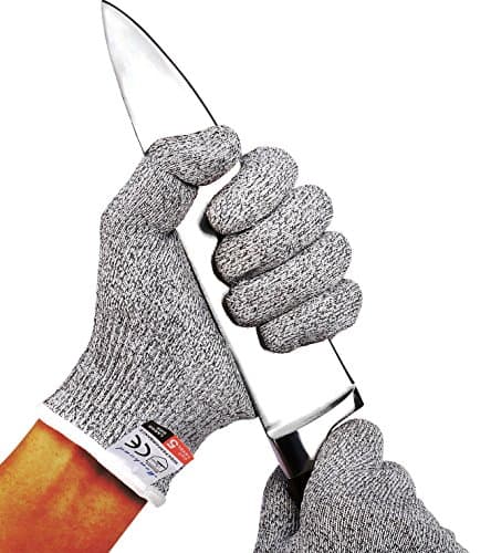Premium Cut Resistant Gloves with Wall Hooks - Menhoud Level 5 Protection Food Grade EN388 Certified, Safty Gloves for Yard-Work, Kitchen Glove for Cutting and Slicing,1 Pair (Large)
