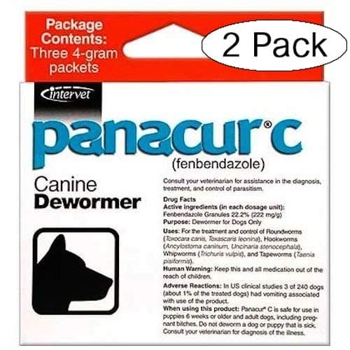 Panacur C Canine Dewormer Dogs 4 Gram Each Packet Treats 40 lbs (3 Packets) (Twо Расk, Red)