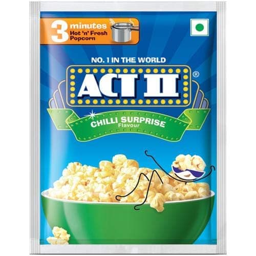 kraft india Act II Popcorn - Chilli Surprise, 30g and 11g (Pack of 10)