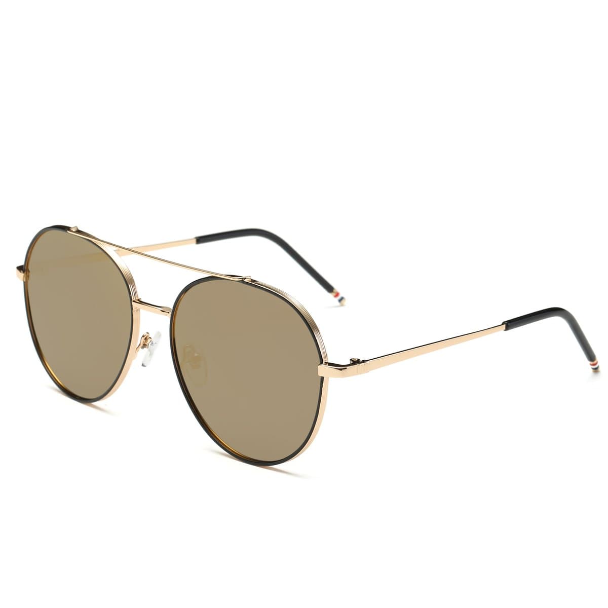 Dasein Flat Mirrored Lens Metal Arm Aviator Sunglasses