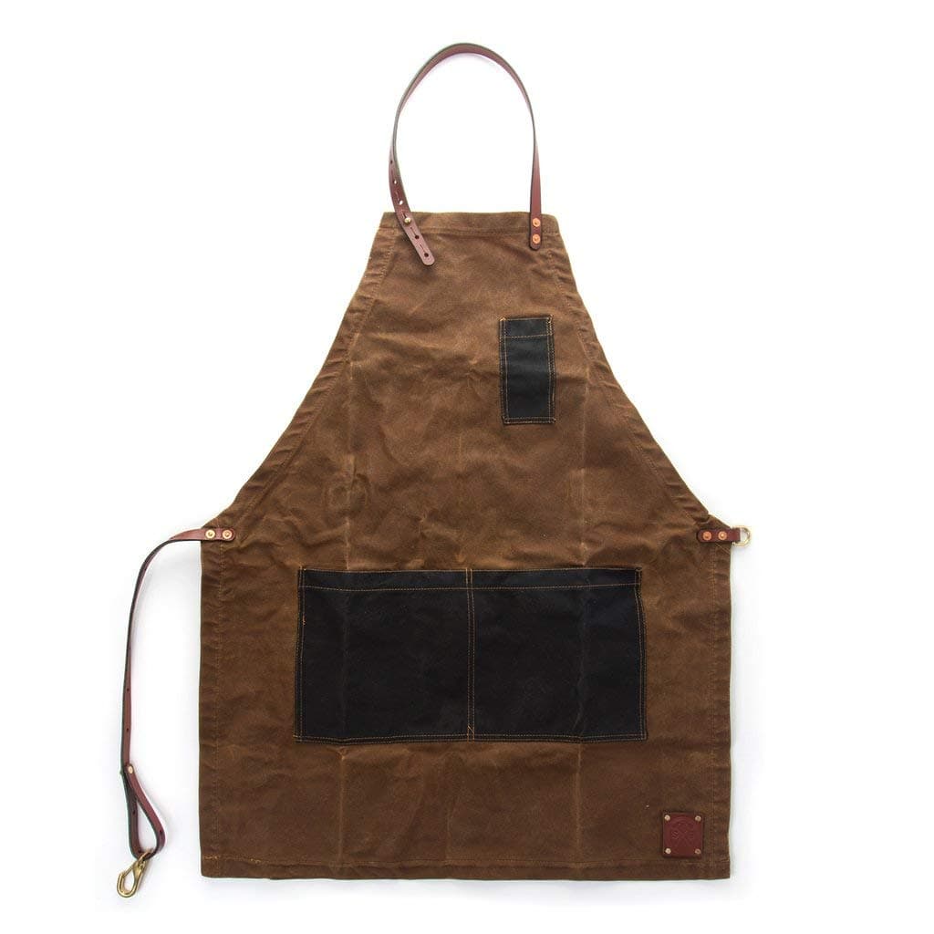 Waxed Canvas and Leather Woodworking Apron - The CHARLES - Sturdy Heavy Duty Carpenter, Barber, Potter, or Woodworking Accessory - Adjustable Size Workshop Apron With Pockets for Men and Women