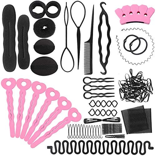 Hair Styling Set, 20 Kinds of Hair Twist Styling Accessories, Donut Bun Maker Hairpins Hairbands Hair Clips Hair Braiding Tool Kit