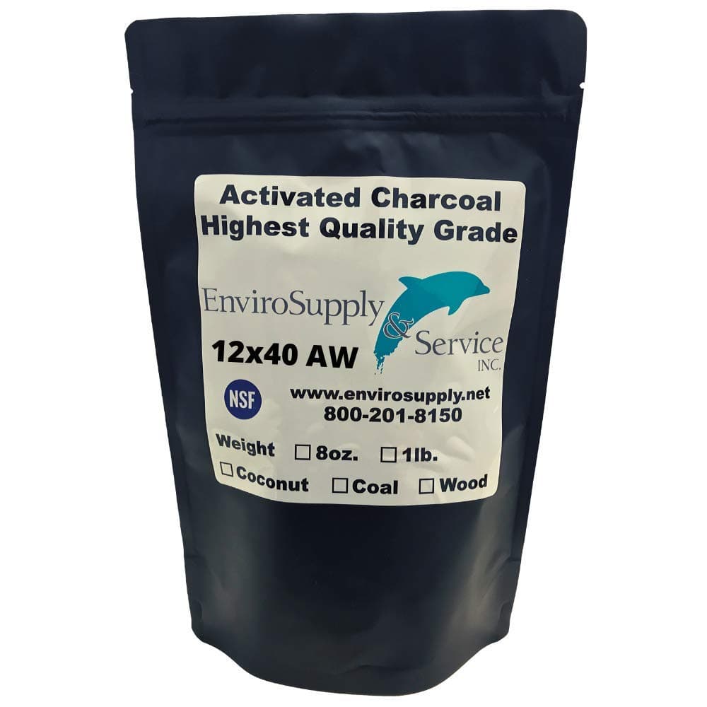12x40 Ultra Pure Prewashed Virgin Coconut Shell Activated Carbon (Water Filtration, Aquarium Cleaning Charcoal) - Resealable 1 Pound Bag (455 grams)