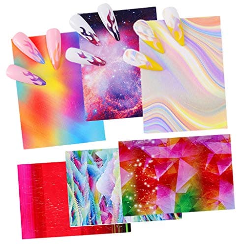 Flame Reflections Nail Stickers,16PCS Nail Holographic Tape,Nail Foil Stickers DIY Decoration Nail Decals Decoration,Nail Art Stickers(Multicolor)